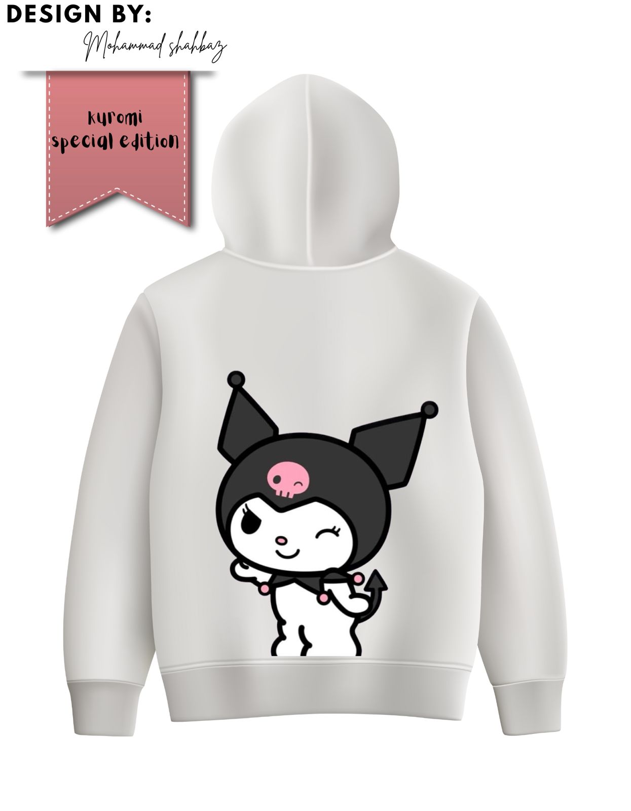 Kuromi Special Edition White Graphic Hoodie