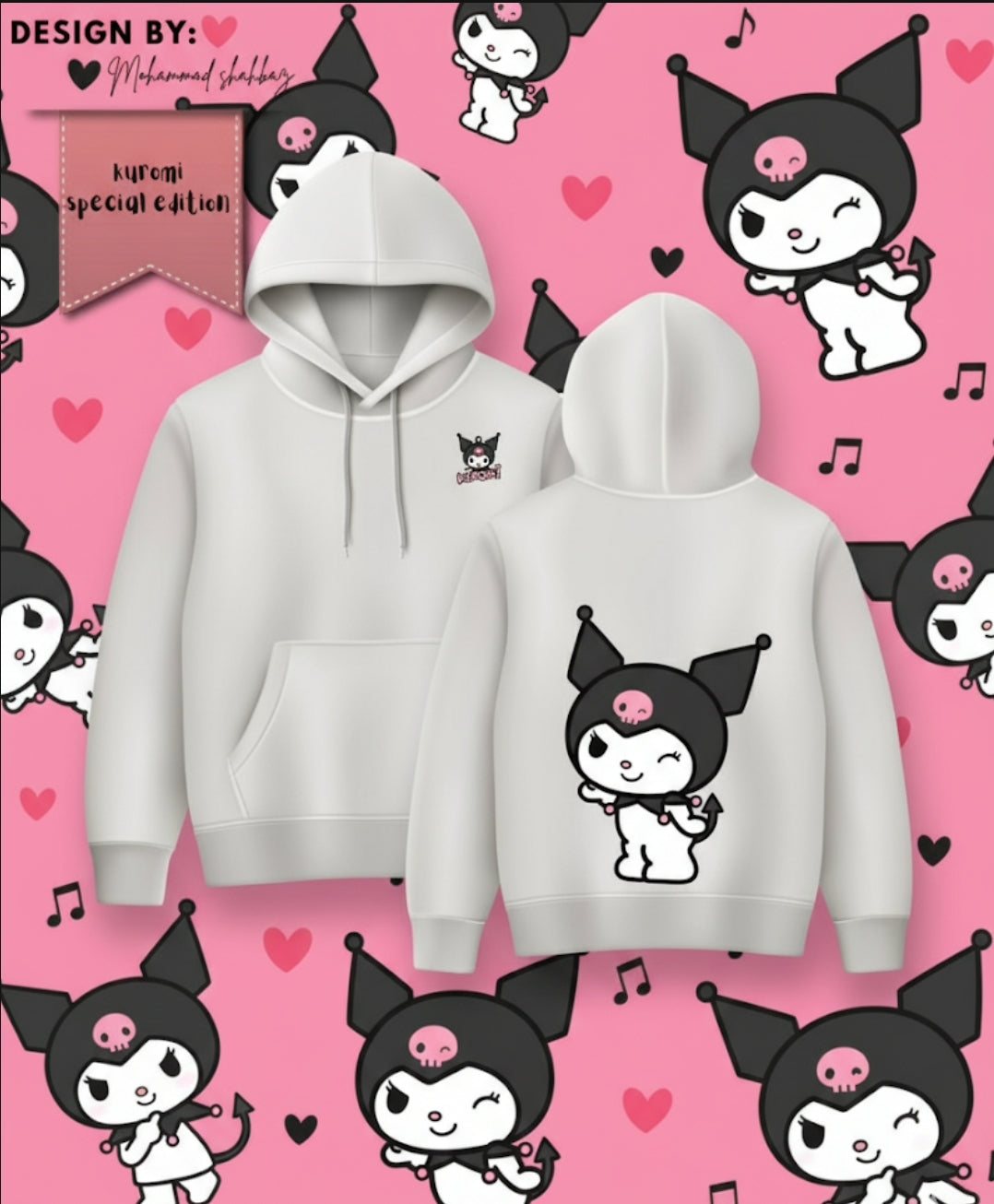 Kuromi Special Edition White Graphic Hoodie